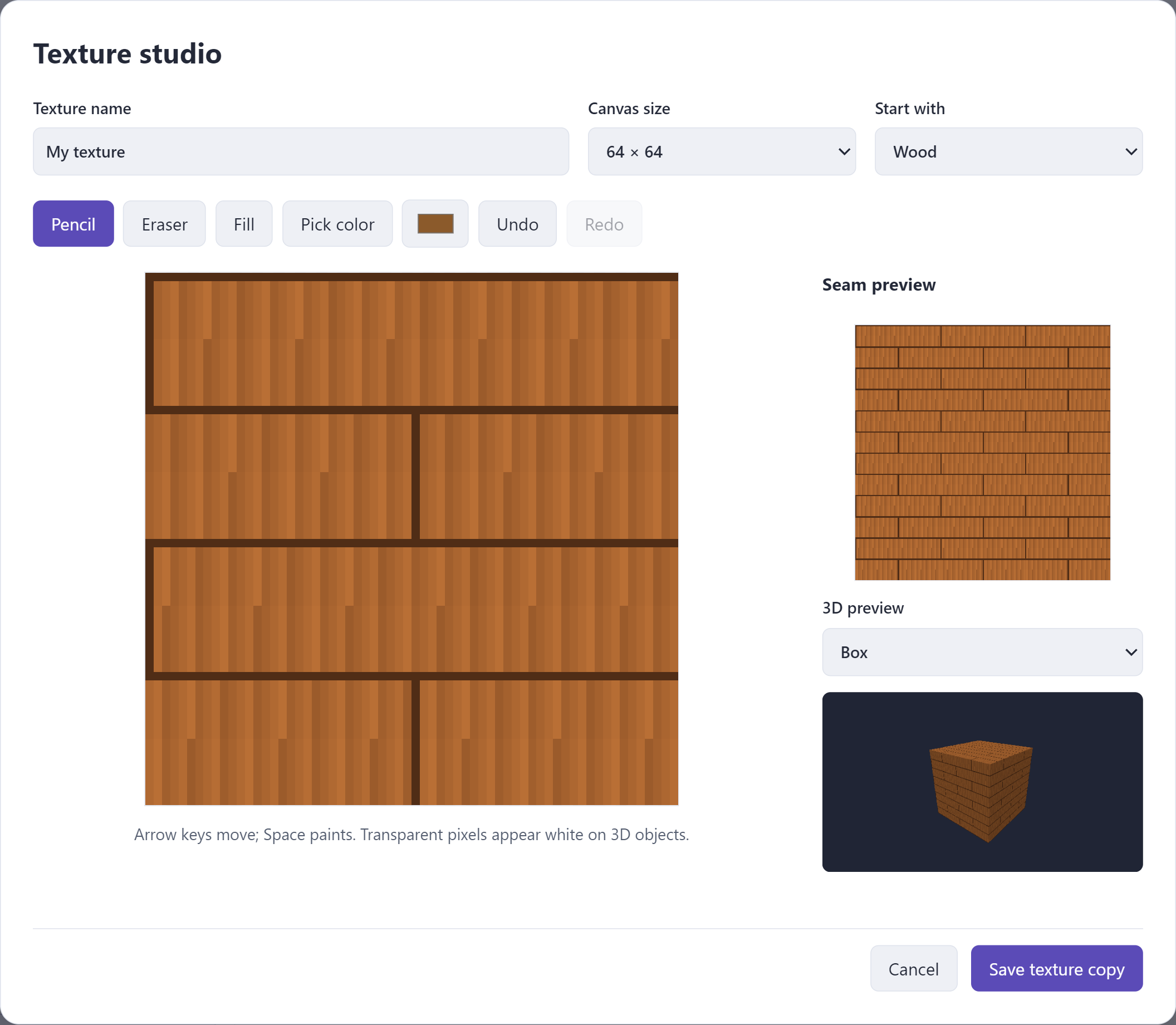 Pliro Texture studio with a wood tile and 3D preview